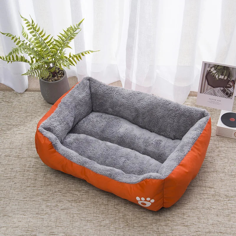 Colorful Square Winter Pet Bed – Soft, Warm & Waterproof for Dogs and Cats