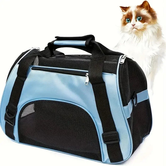 Portable Dog & Cat Carrier Bag – Breathable Mesh Travel Handbag for Small Pets
