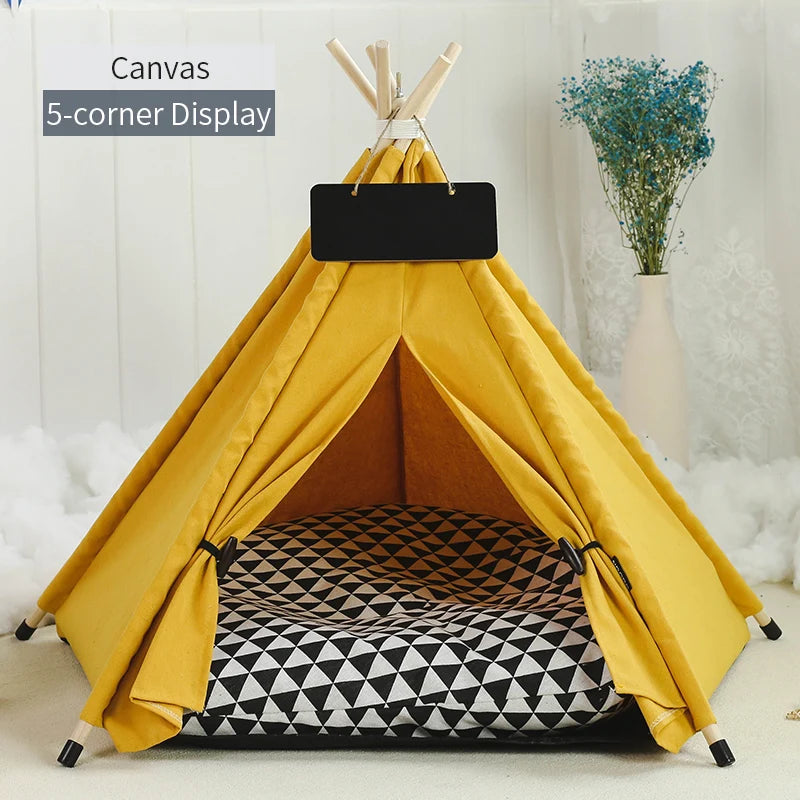 Pet Teepee Tent – Cozy Indoor House for Cats & Small Dogs with Cushion & Blackboard Sign