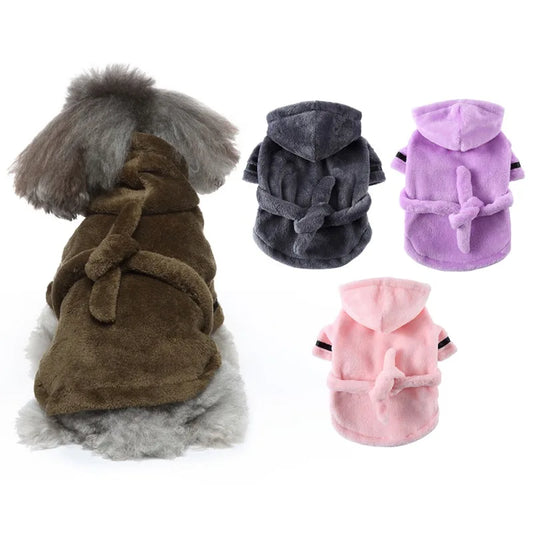 Hooded Pet Bathrobe – Soft Drying Towel Pajamas for Dogs & Cats
