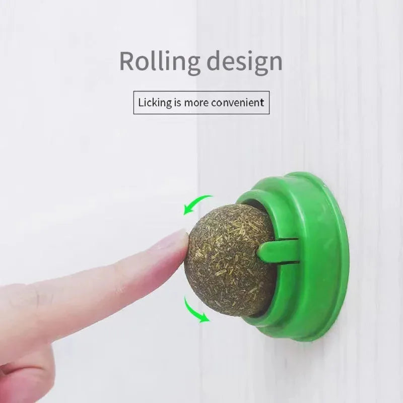 Natural Catnip Cat Wall Stick-On Ball Toy – Scratcher & Treat for Healthy Digestion