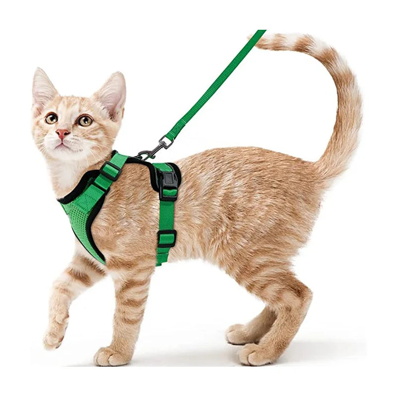 Adjustable Soft Cat Harness & Leash – Escape-Proof Vest for Safe and Comfortable Walks