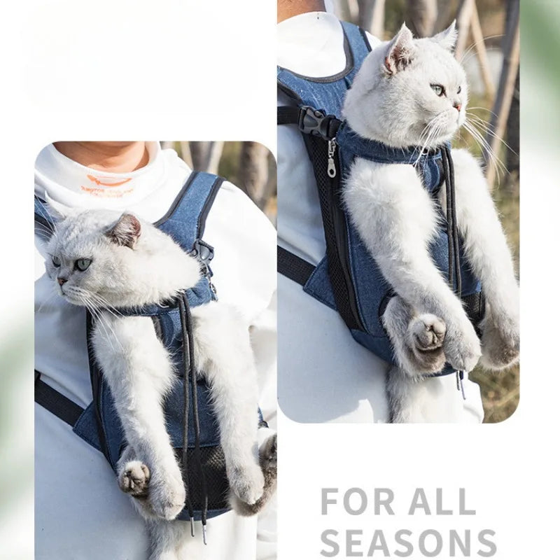 Double Shoulder Pet Carrier Backpack – Breathable & Portable Travel Bag for Small Dogs and Cats