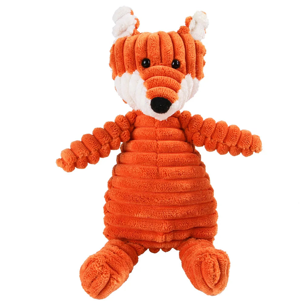 Corduroy Monkey & Pig Squeaky Dog Toy – Plush, Durable & Great for Dental Health