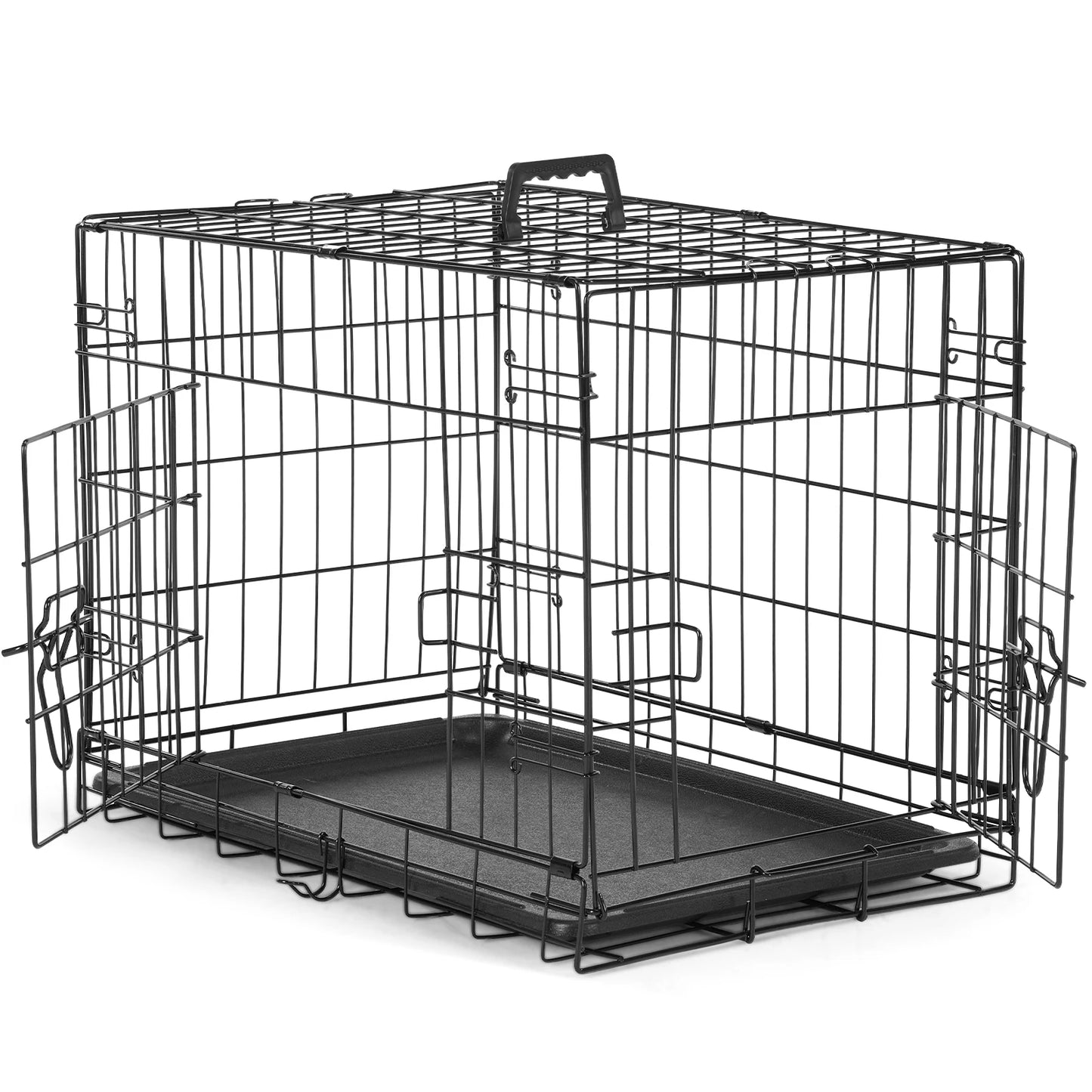Double Door Folding Metal Wire Dog Cage – Extra Large Pet Kennel with Leak-Proof Pan Tray for Indoor & Outdoor Use