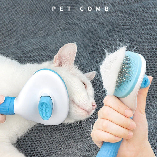 Pet Dog Hair Brush & Cat Comb – Stainless Steel Grooming Tool for Long-Haired Pets