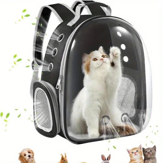 Transparent Bubble Backpack Carrier – Breathable Travel Bag with Zippered Cat Space Capsule for Small to Medium Dogs & Cats