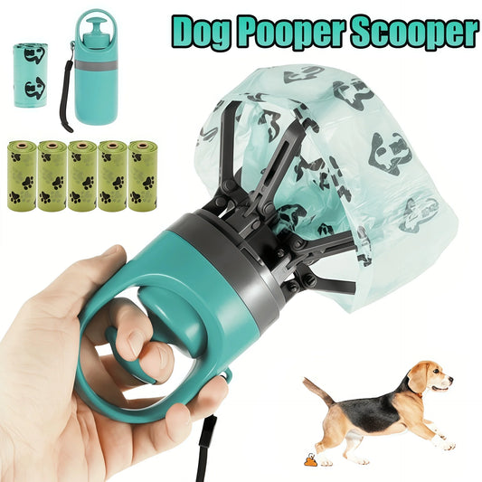 Portable Dog Pooper Scooper with Built-In Waste Bag Storage