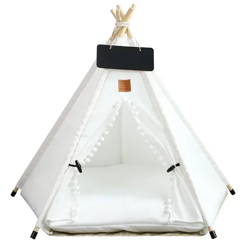 Pet Teepee Tent – Cozy Indoor House for Cats & Small Dogs with Cushion & Blackboard Sign
