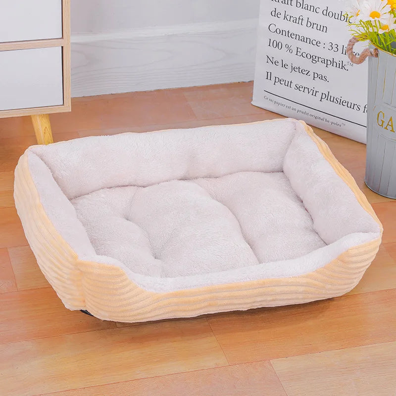 Colorful Square Winter Pet Bed – Soft, Warm & Waterproof for Dogs and Cats