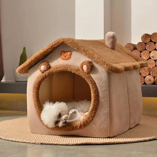 Foldable Pet House – Cozy Cave Bed for Small Dogs & Cats, Removable & Washable