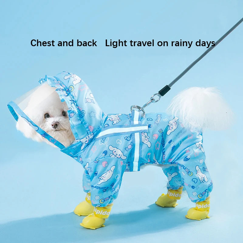 Cinnamoroll Pet Raincoat – Waterproof Hooded Jacket for Dogs of All Sizes