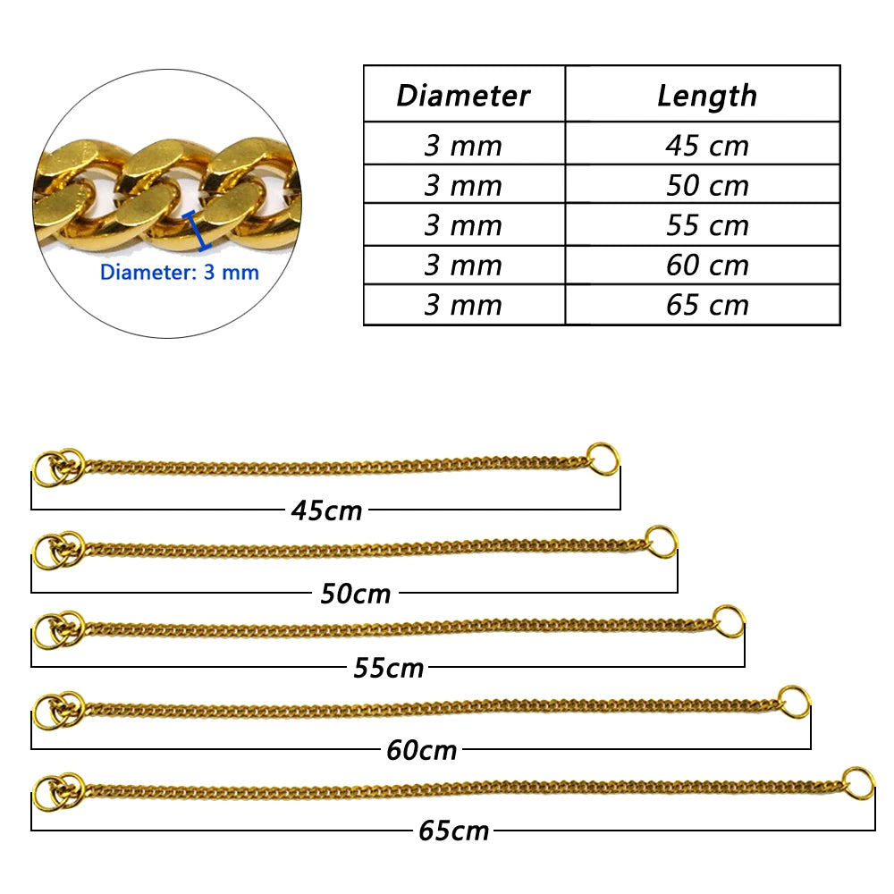 Stainless Steel Dog Chain Collar – Chrome-Plated Slip/Choke Collar for Medium & Large Dogs