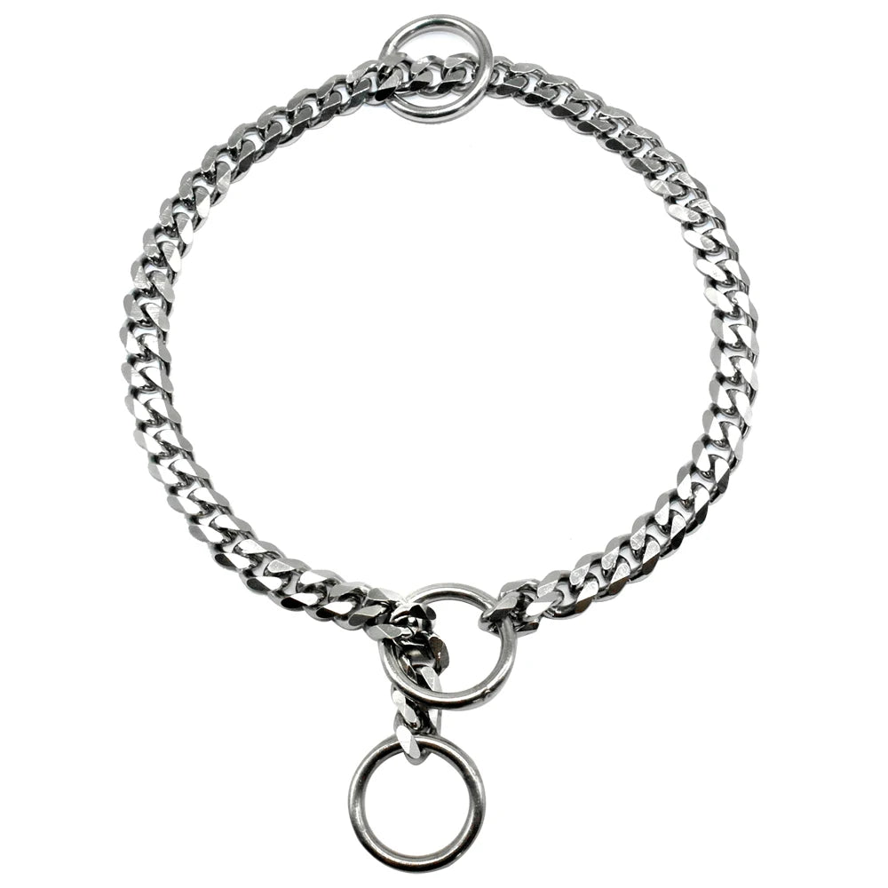 Stainless Steel Dog Chain Collar – Chrome-Plated Slip/Choke Collar for Medium & Large Dogs
