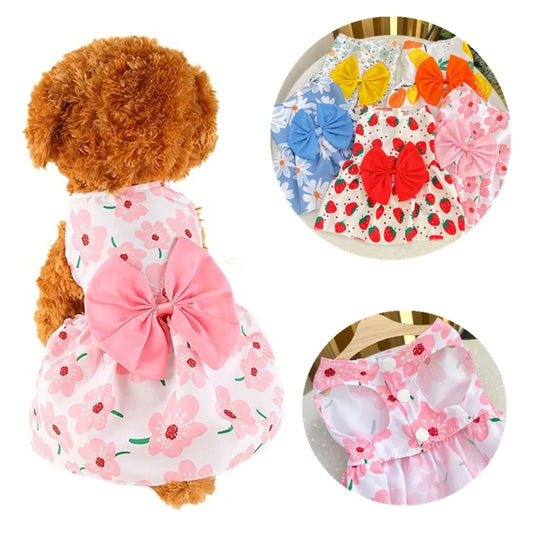 Spring & Summer Princess Dress – Lace Bow Skirt for Small & Medium Dogs and Cats