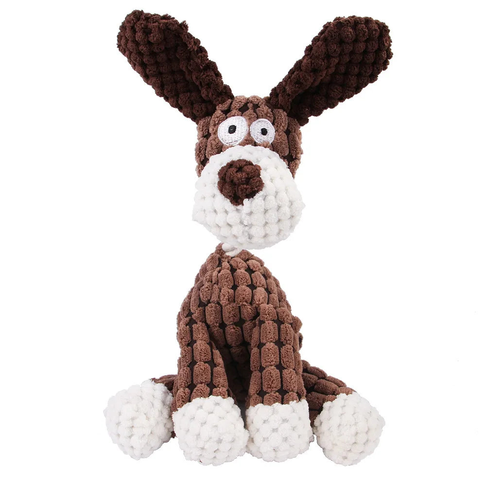 Corduroy Monkey & Pig Squeaky Dog Toy – Plush, Durable & Great for Dental Health