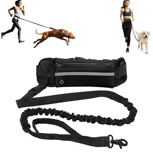 Hands-Free Dog Leash with Waist Bag – Reflective, Retractable, and Perfect for Running or Walking