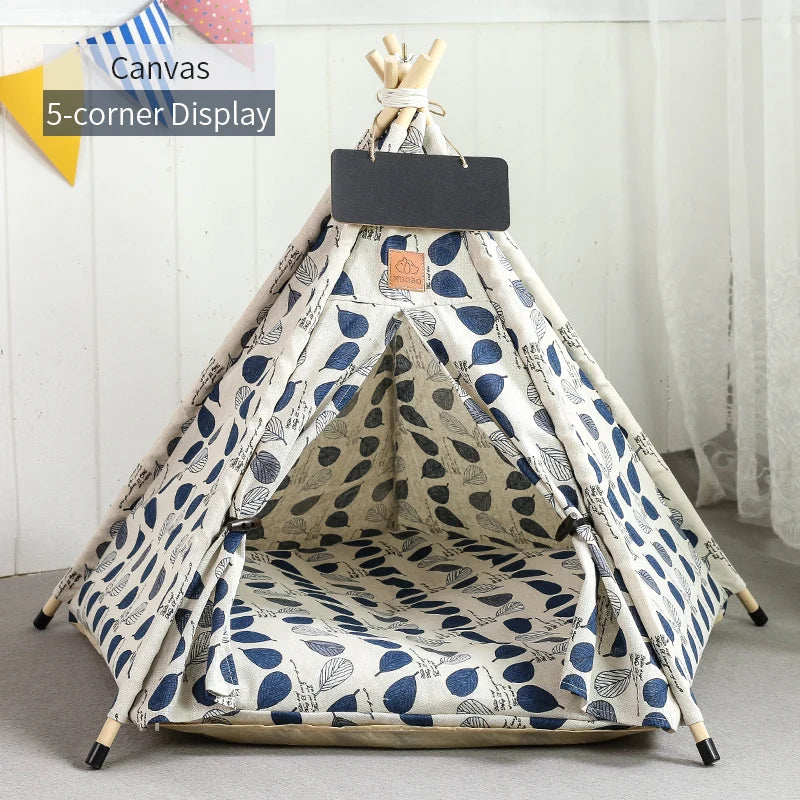 Pet Teepee Tent – Cozy Indoor House for Cats & Small Dogs with Cushion & Blackboard Sign