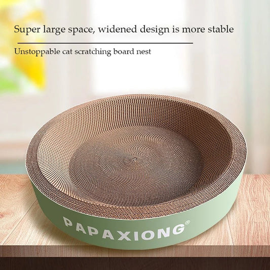 Round & Oval Cat Scratcher Bed – Durable Thickened Cardboard with Corn Glue Decal