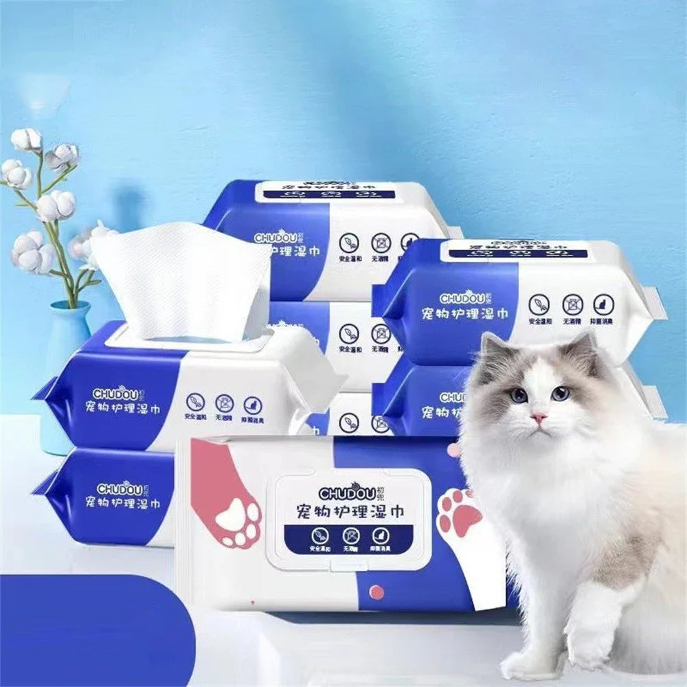 Pet Wipes – RO Pure Water Formula for Safe, No-Rinse Cleaning & Deodorizing
