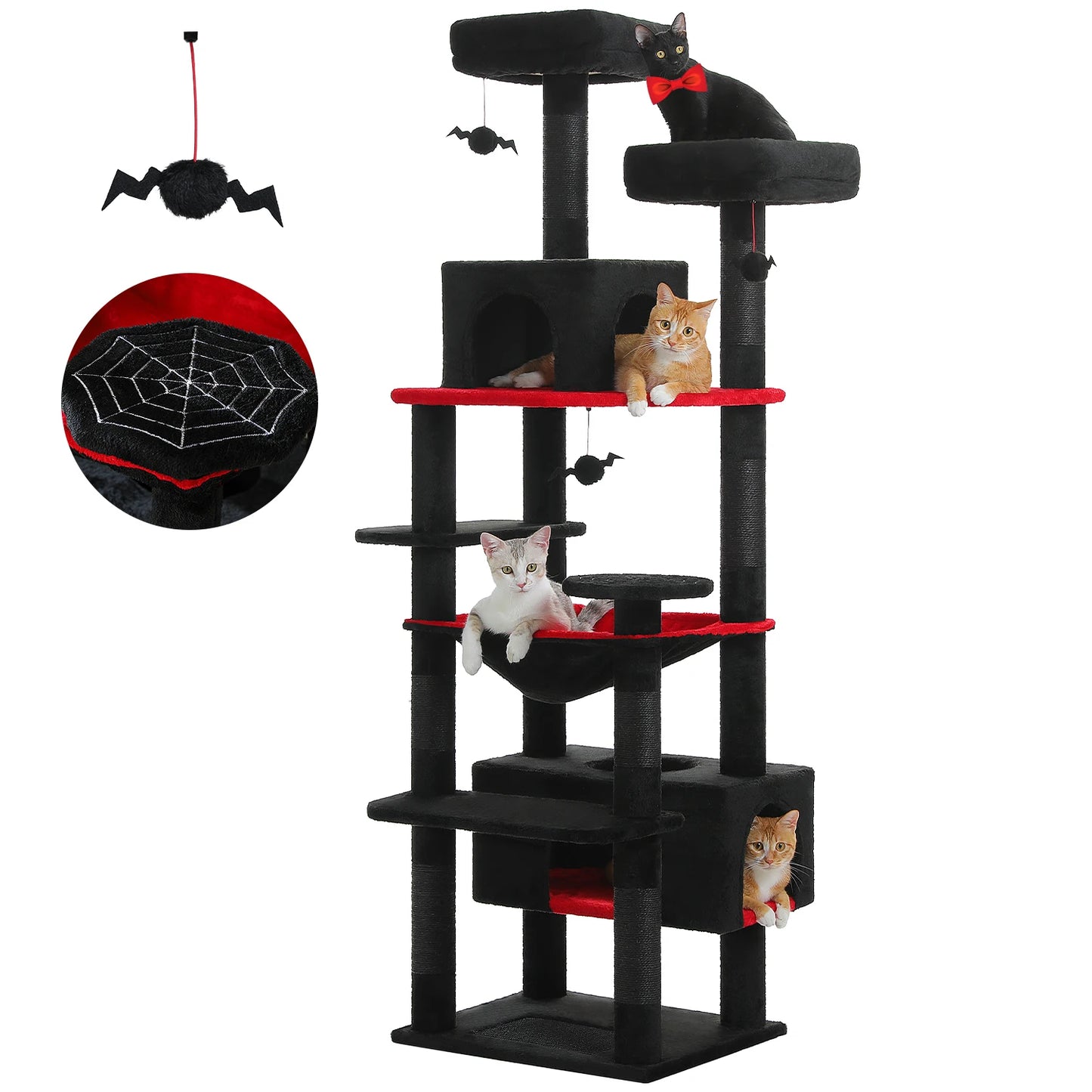 Cat Tree Tower – Multi-Level Indoor Playground with Sisal Scratching Posts, Hammock, Padded Perches & Cozy Condos