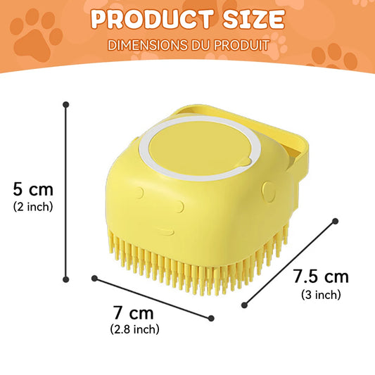 Dog Bathing Brush with Shampoo Dispenser – Soft Silicone Massage & Grooming Tool for Dogs & Cats
