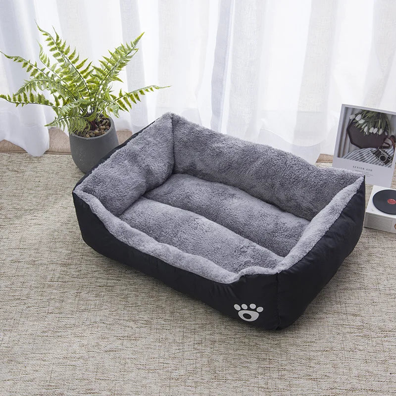 Colorful Square Winter Pet Bed – Soft, Warm & Waterproof for Dogs and Cats