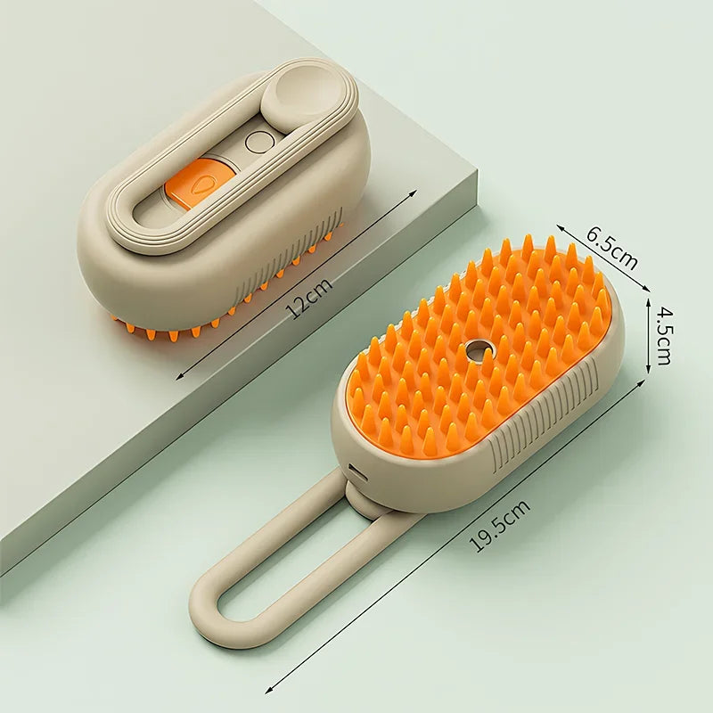 3-in-1 Steam Cat Brush – Pet Hair Remover, Steamy Spray & Massage Comb