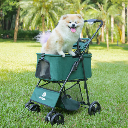 Portable Cart for Small Dogs – One-Click Folding Clip-Type Stroller with Basket