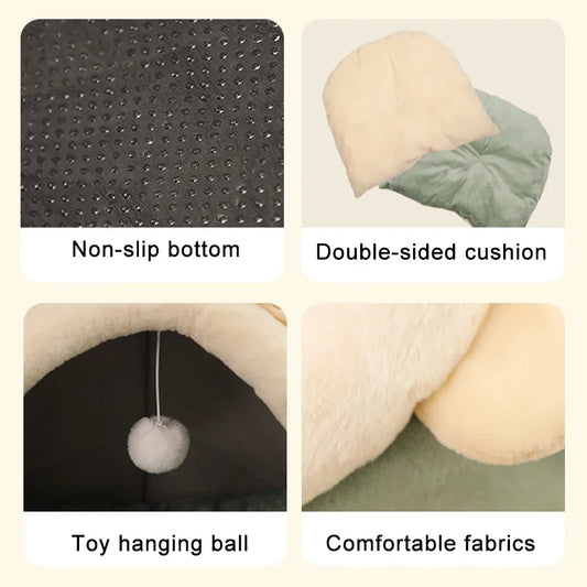 Cozy Washable Pet Lounger Cushion – Soft Cat Bed, Warm Winter Kennel for Cats & Small Dogs