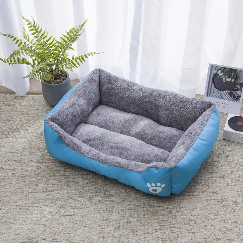 Colorful Square Winter Pet Bed – Soft, Warm & Waterproof for Dogs and Cats