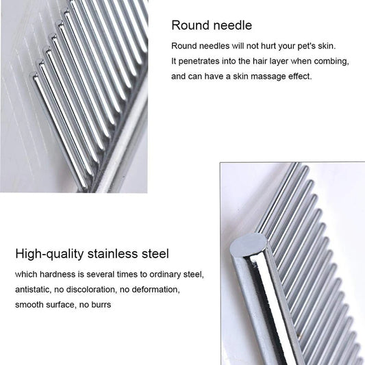 Pet Dematting Comb – Stainless Steel Grooming Tool for Dogs & Cats