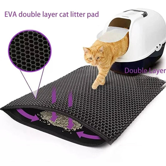 Double-Layer Waterproof Cat Litter Mat – Non-Slip, Easy-Clean Pad with Bonus Gift