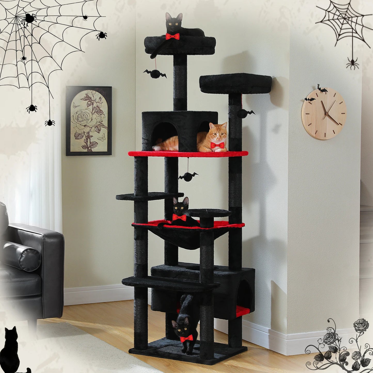 Cat Tree Tower – Multi-Level Indoor Playground with Sisal Scratching Posts, Hammock, Padded Perches & Cozy Condos
