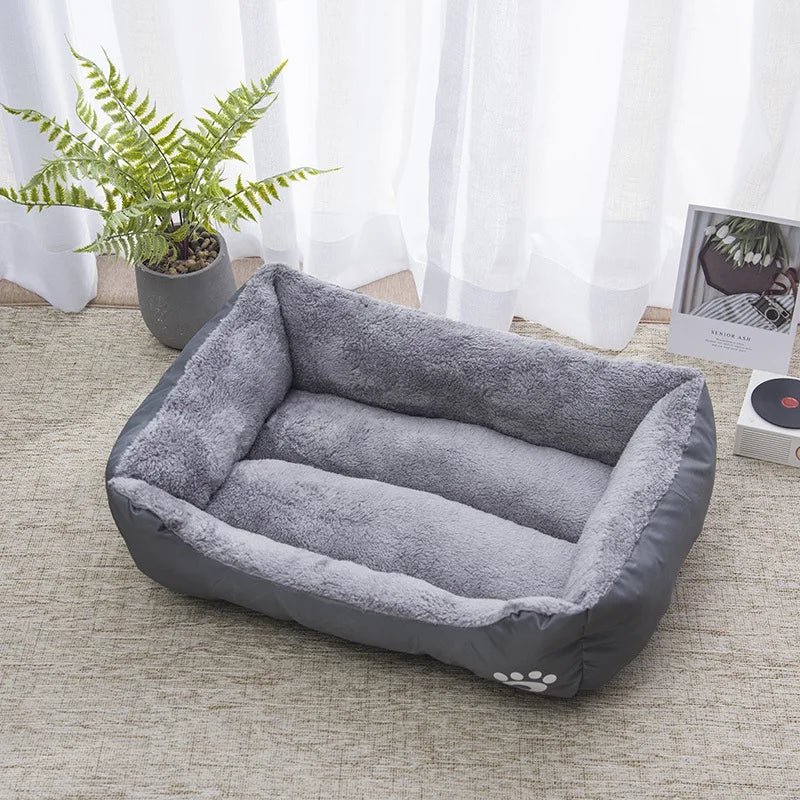 Colorful Square Winter Pet Bed – Soft, Warm & Waterproof for Dogs and Cats