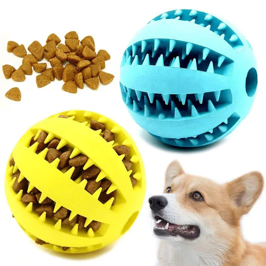 Natural Rubber Dog Chew Toy Tooth Cleaning Treat Ball Extra-Tough Interactive 5cm Elasticity Ball for Pets