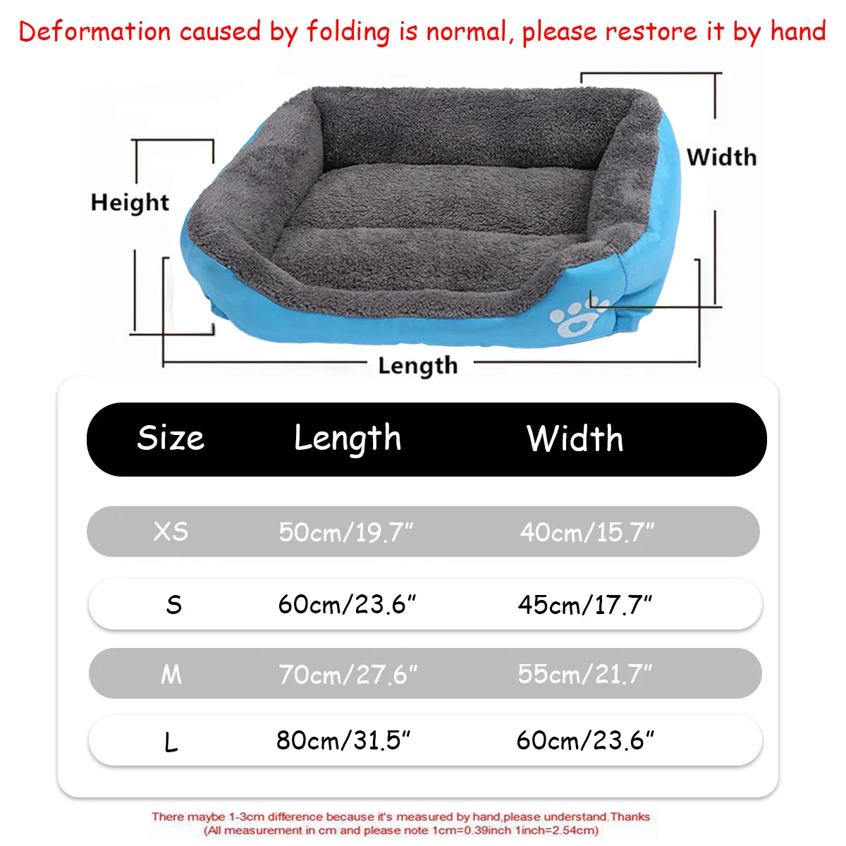 Colorful Square Winter Pet Bed – Soft, Warm & Waterproof for Dogs and Cats