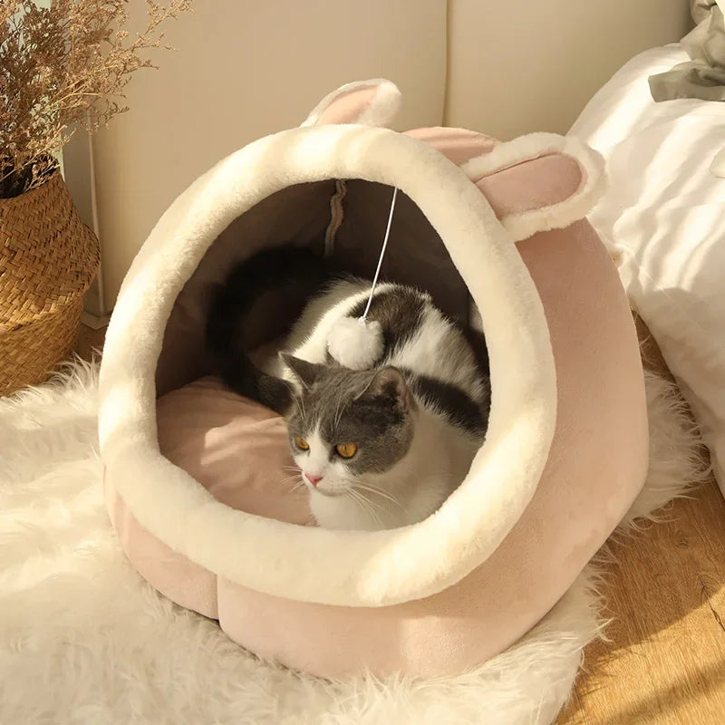 Cozy Washable Pet Lounger Cushion – Soft Cat Bed, Warm Winter Kennel for Cats & Small Dogs